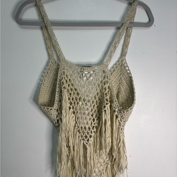 Vivid Cream Crochet Fringe Top, Boho, Western, Festival - Picture 6 of 12